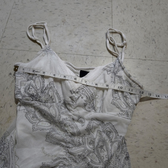 Karv | Y2k Vintage White and Gray Paisley Women's Top - Picture 11 of 12